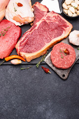 Assortment of various types of meat