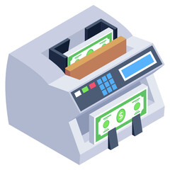 
Money counter isometric trendy design icon 

