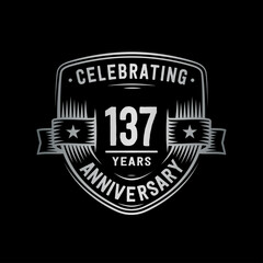 Fototapeta premium 137 years anniversary celebration shield design template. Vector and illustration 
