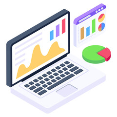 
Chart with monitor and money denoting isometric icon of online money flow

