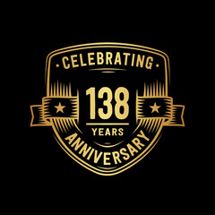 138 years anniversary celebration shield design template. Vector and illustration
