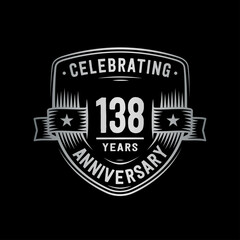 138 years anniversary celebration shield design template. Vector and illustration
