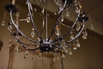 Chandelier on the ceiling. View from below
