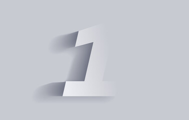 Number one, 1 with shadow. Cut out paper isolated on background. Vector illustration EPS 10.