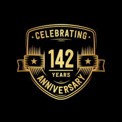142 years anniversary celebration shield design template. Vector and illustration
