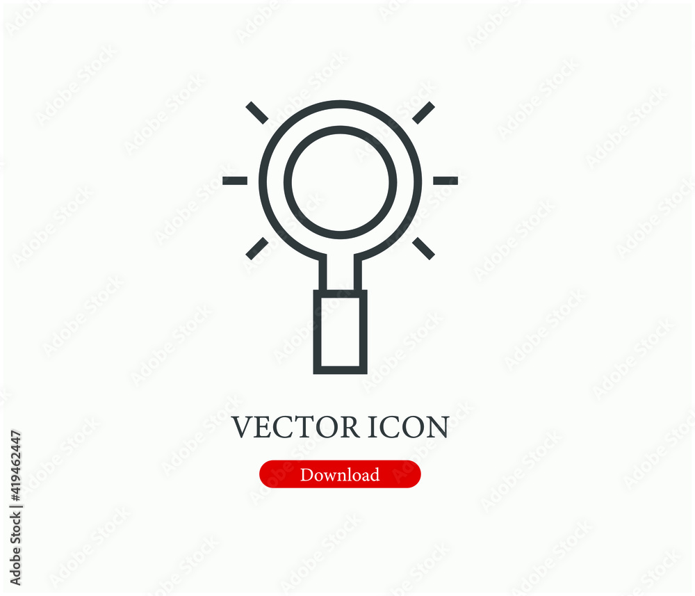 Poster magnifying glass vector icon. editable stroke. linear style sign for use on web design and mobile ap