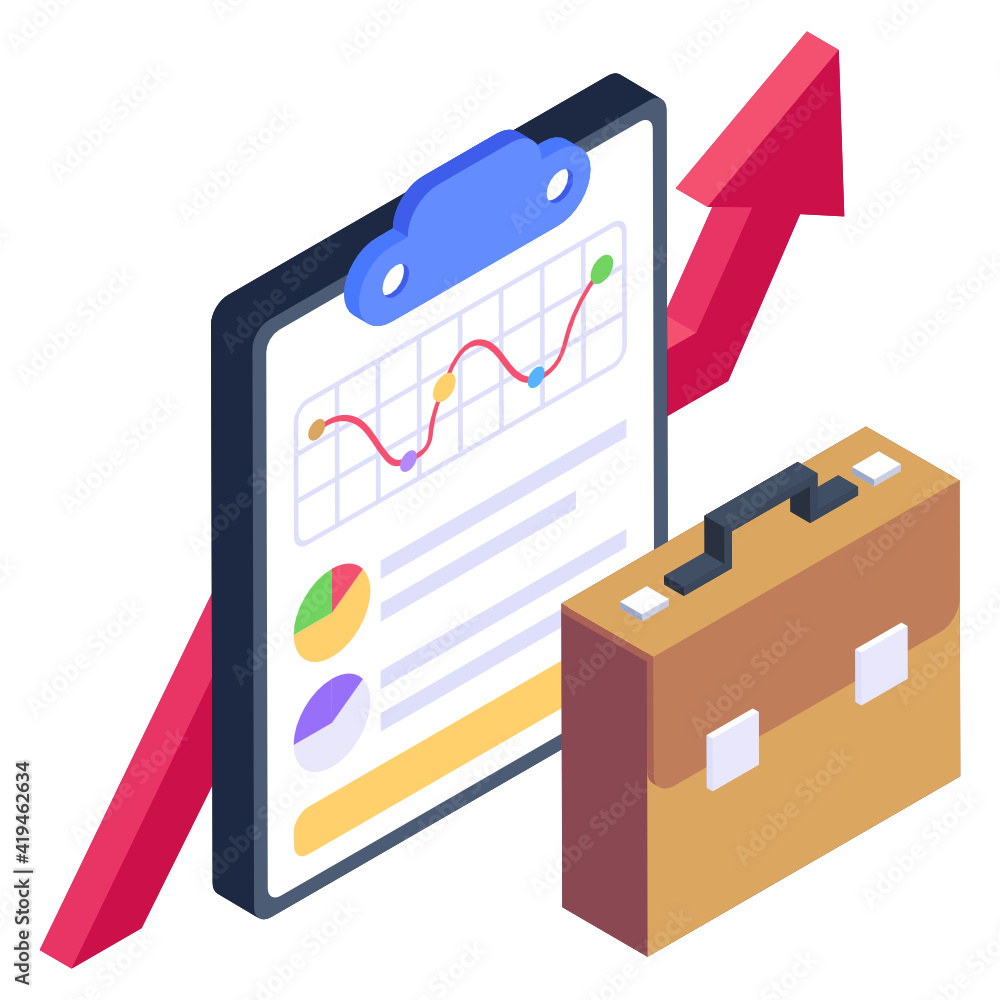 Wall mural currency with chart denoting isometric icon of financial growth