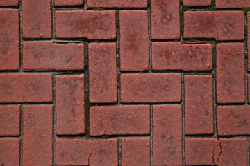 Red Cracked Ground Tiles Background