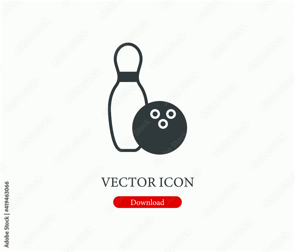 Poster bowling vector icon. editable stroke. linear style sign for use on web design and mobile apps, logo.