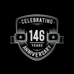 146 years anniversary celebration shield design template. Vector and illustration
