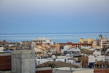 Evening Alicante panorama from Mount Benacanti overlooking Alicante Bay. Alicante, Costa Blanca, Spain.