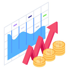 
An increase profit chart isometric icon design

