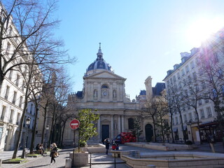 The Sorbonne university during a sunny day. Paris 6th march 2021.
