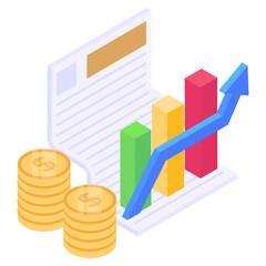 
A financial analysis report icon in isometric design

