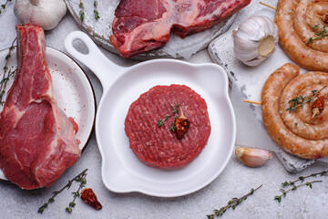 Assortment of various types of meat
