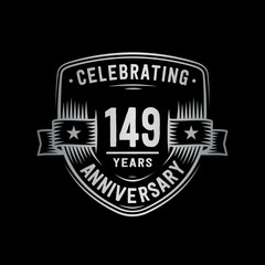 149 years anniversary celebration shield design template. Vector and illustration
