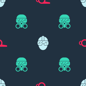 Set Whistle, Special Forces Soldier And Gas Mask On Seamless Pattern. Vector.