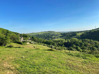 Landscape view of, Shibden Valley, on a late summers day in, Halifax, Yorkshire, UK