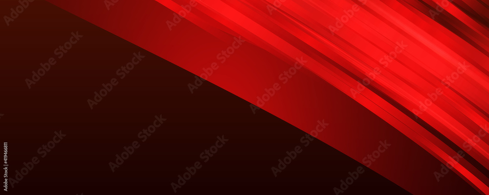 Wall mural Abstract red light background. Illustration of abstract red and black metallic with light ray and glossy line. Metal frame design for background. Vector design modern digital technology concept