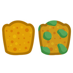 Bread with mold. Incorrect storage of the product. Fungus and rot. Sliced loaf for a sandwich. Flat illustration