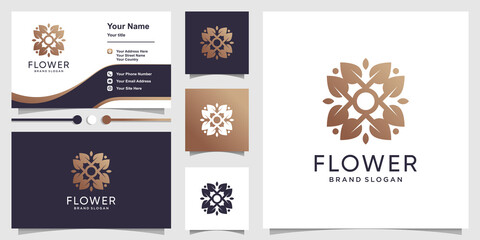 Fototapeta premium Flower logo template and business card with unique concept Premium Vector