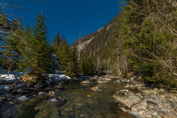 Color creek Untertalbach in cold sunny fresh beautiful day in Austria