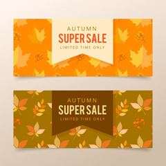 Autumn sale banners set with leaves