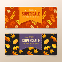 Obraz na płótnie Canvas Autumn sale banners set with leaves