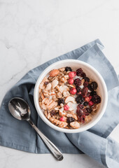 muesli with berries and milk
