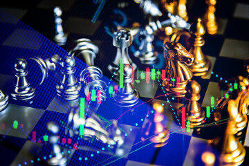 Candlestick chart in financial stock market on digital number background. Forex trading graphic design and Stock market trading trend as concept.