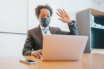 Businessman on a video call.