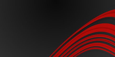 Obraz premium High contrast red and black glossy stripes. Abstract tech graphic banner design. Vector corporate background. Abstract black grey metallic overlap red light hexagon mesh design modern luxury banner