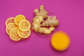Lemon ,honey and ginger. Сoncept of healthy food, strengthening immunity and alternative therapy.