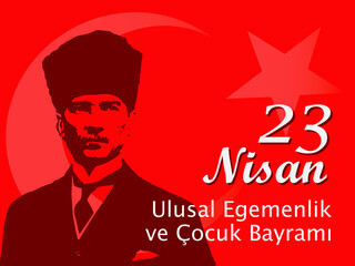 Vector illustration for 23 Nisan Ulusal Egemenlik ve cocuk Bayrami. (Translation: April 23, National Sovereignty and Children's Day) A graphic design for the Turkish holiday dedicated for kids.