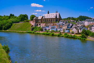 Naklejka na ściany i meble city panorama of Saarburg in Germany