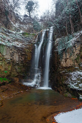 Fototapeta premium A waterfall in old Tbilisi, winter time