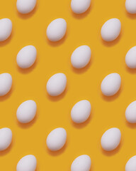 Food pattern of Easter eggs on a yellow background 
