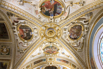 Fototapeta na wymiar Painted ceiling in the church