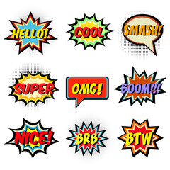 Comic book words. Comic speech bubble set