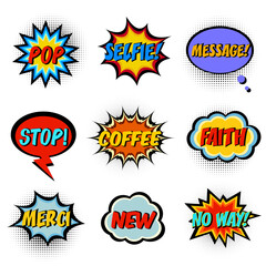 Comic book words. Comic speech bubble set