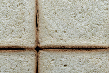 Top view surface texture of bread slices, background.