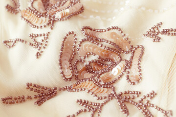 luxury embroidery flowers on light mesh fabric