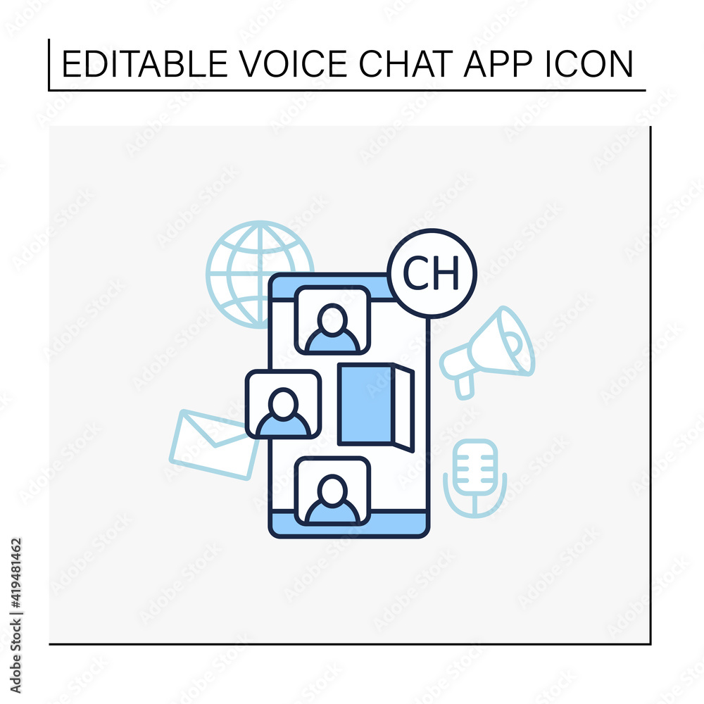Poster chat rooms line icon. abstract communication room with friends. communicate concept. isolated vector