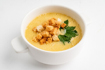 vegetable cream soup with croutons