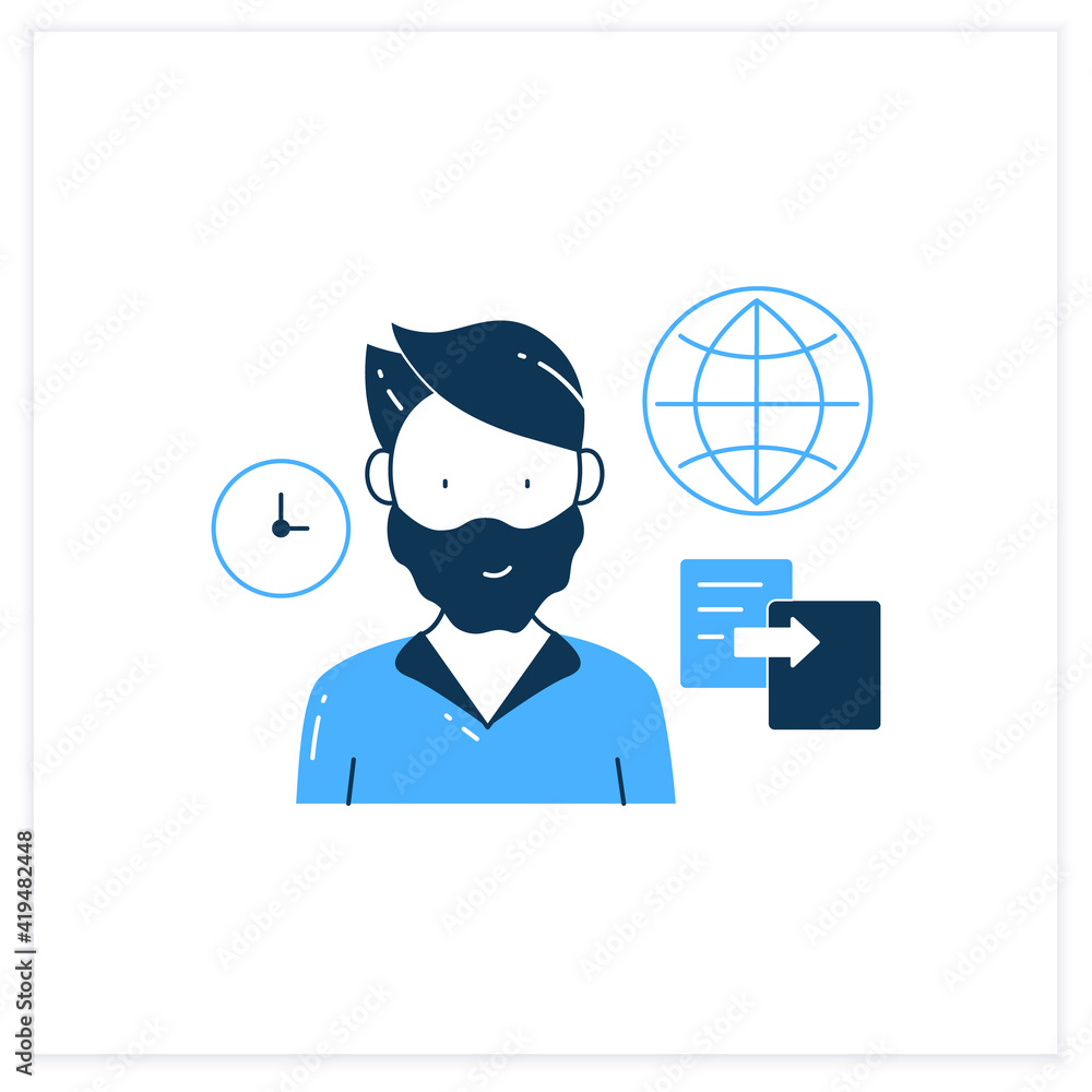 Poster data duplication flat icon. ease duplication data across the internet. copied information, plagiaris
