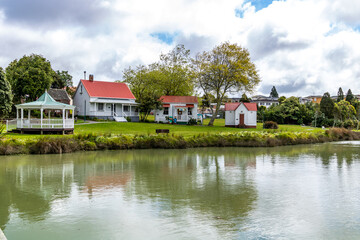Fototapeta na wymiar Historic village on the Waikato River. Waiaku, Auckland, New Zealand