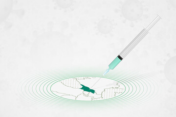 Georgia vaccination concept, vaccine injection in map of Georgia. Vaccine and vaccination against coronavirus, COVID-19.