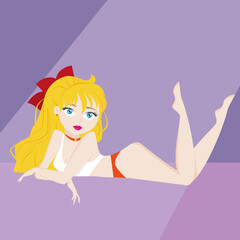 Girl model in a swimsuit