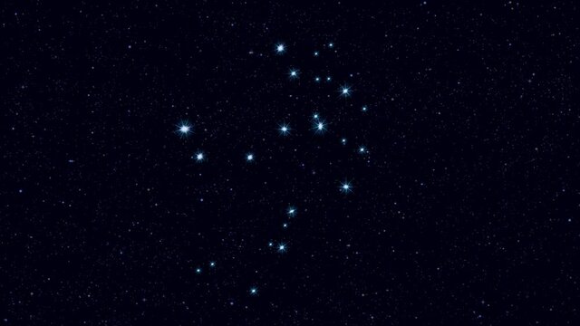 Centaurus constellation, gradually zooming rotating image with stars and outlines, 4K educational video