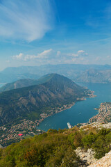 Fototapeta na wymiar Top view of Kotor bay, Montenegro